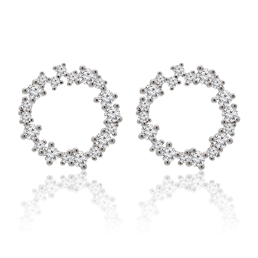Circle Cluster Halo Earrings